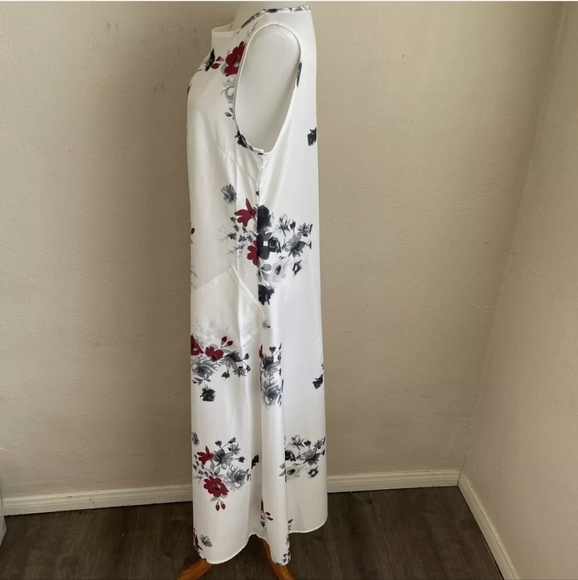 Misslook Long Tank Floral Sleeveless White Dress Cotton Blend Size L - Picture 4 of 10